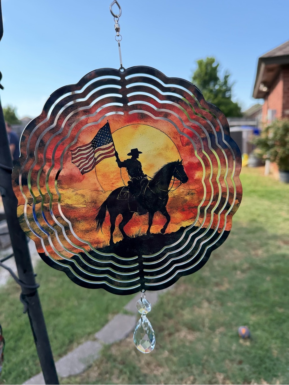 🍎2/$12🍎 Patriotic Cowboy on Horse Wind Spinner - Sublimation #S0143T